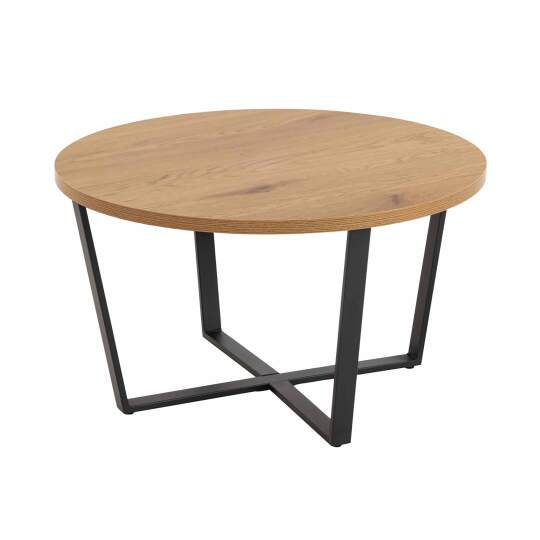Mesa de centro de metal y efecto madera redonda Ø77 cm | Oviala