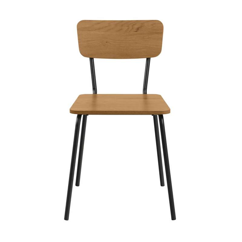 Conjunto de 4 sillas en acero y MDF efecto roble (4/7)