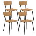 Conjunto de 4 sillas en acero y MDF efecto roble