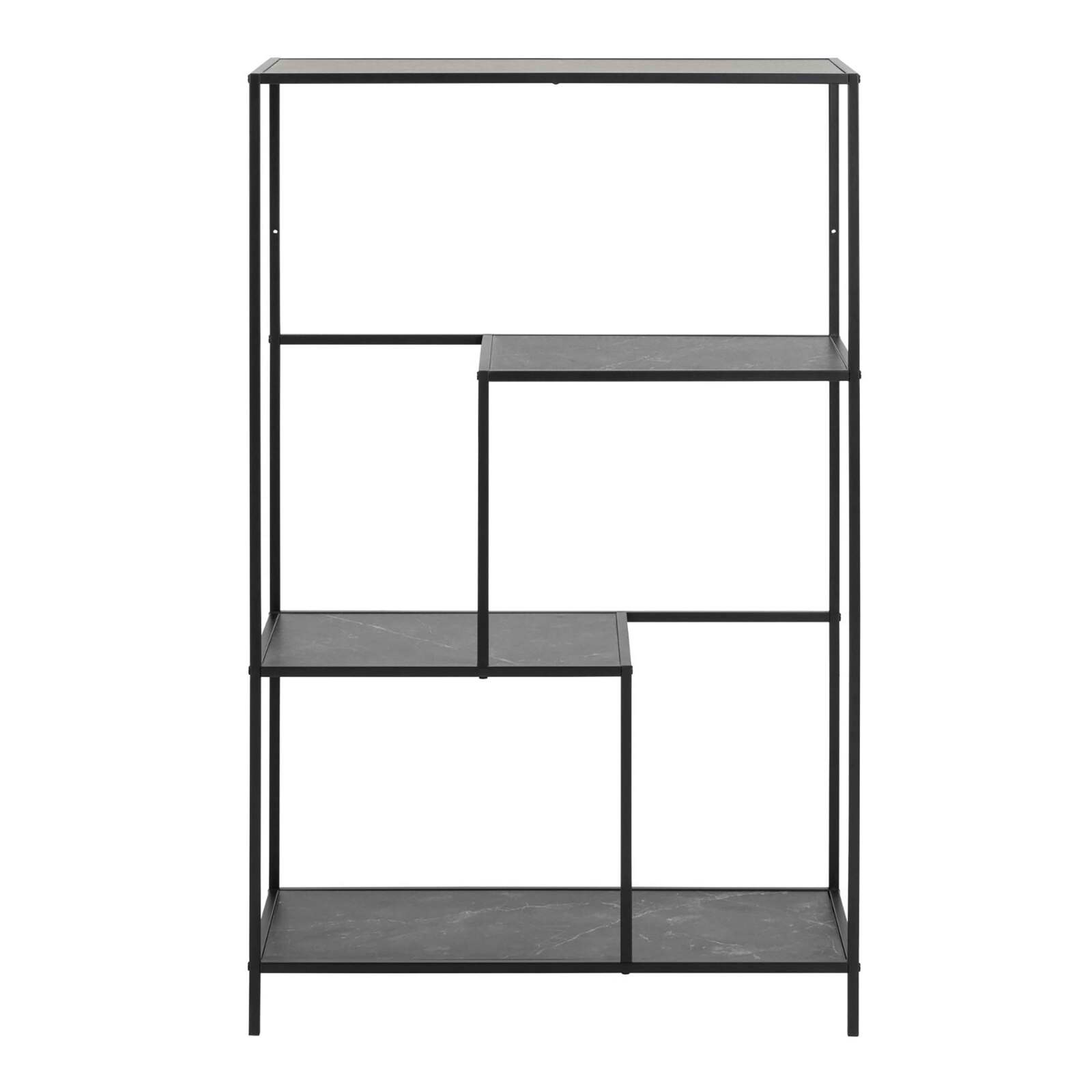 Estante alto de MDF acero y efecto mármol 114 x 72 cm
