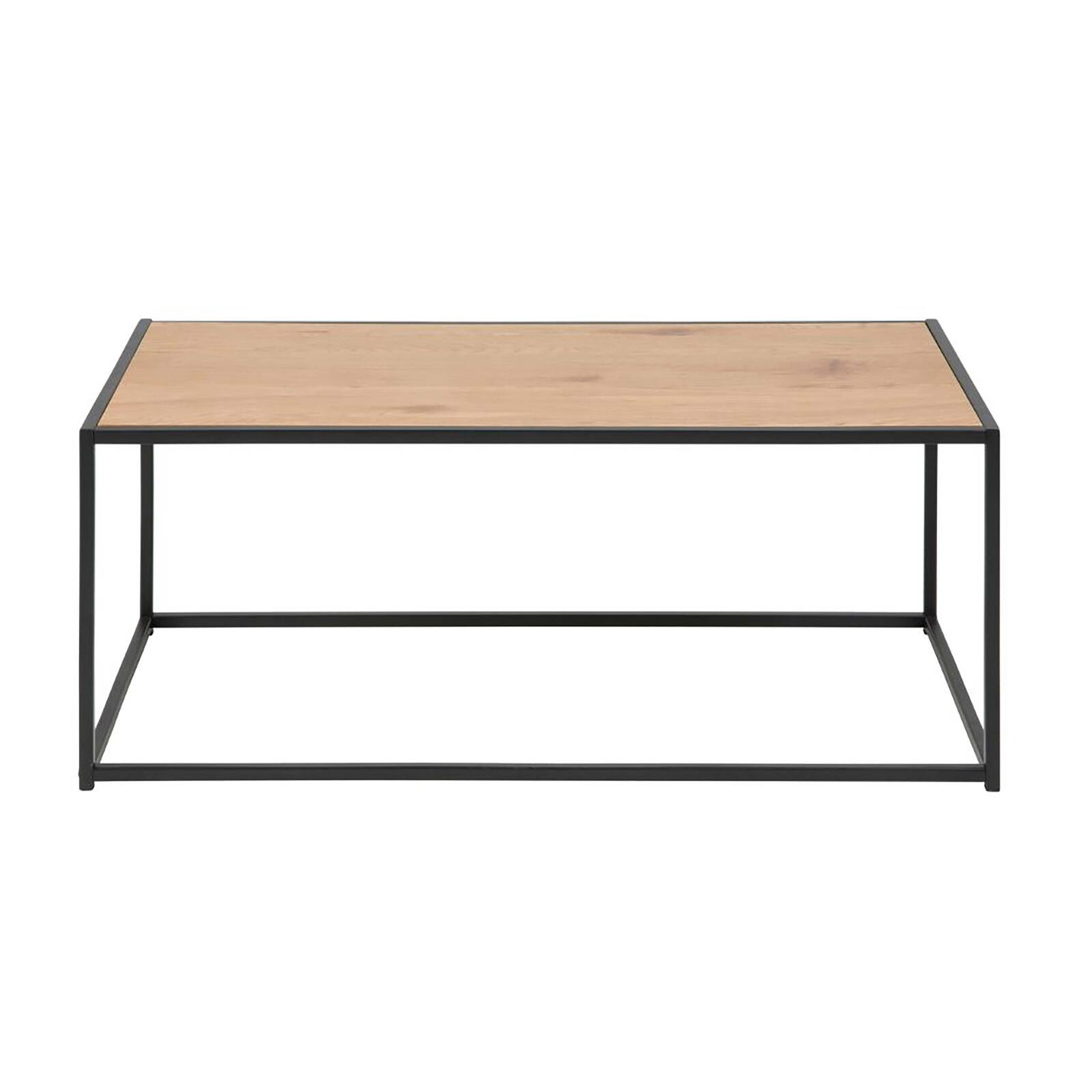 Mesa de centro rectangular en acero y MDF efecto roble