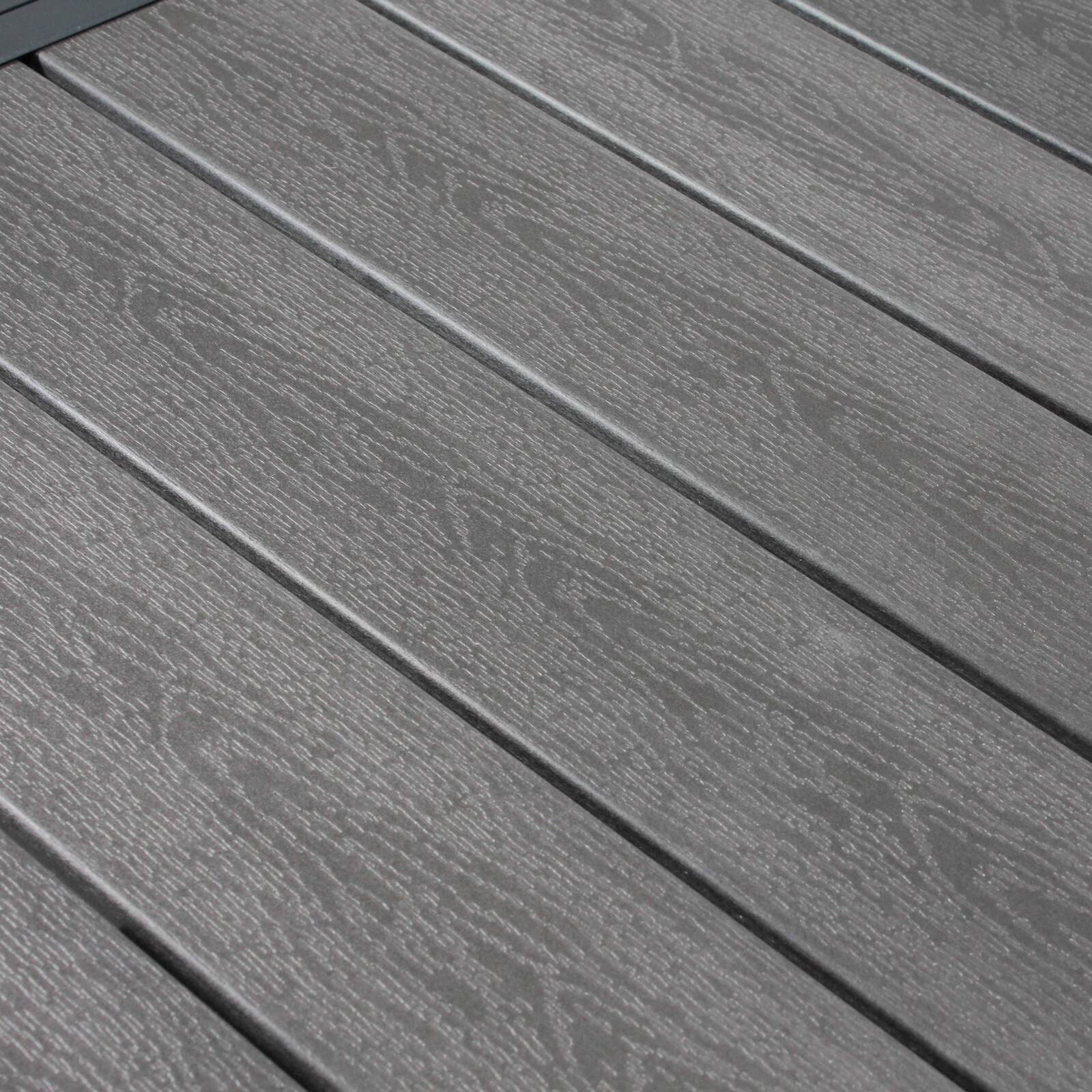 Mesa de jardín rectangular extensible de aluminio/madera contrachapada con 8 sillas y 2 sillas con reposabrazos