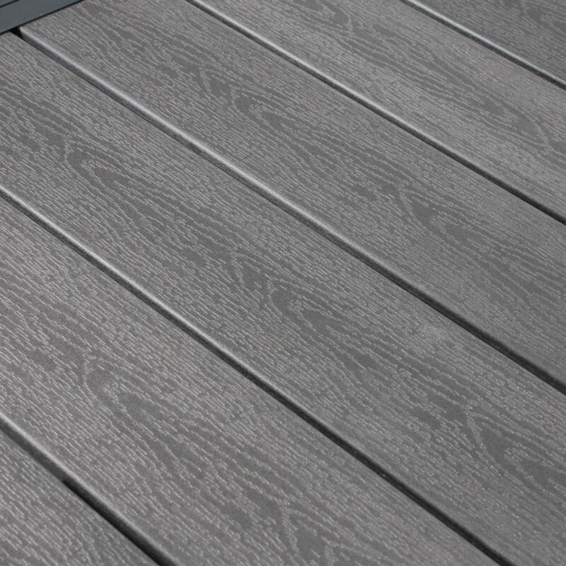 Mesa de jardín rectangular extensible de aluminio/madera contrachapada con 8 sillas y 2 sillas con reposabrazos (4/7)