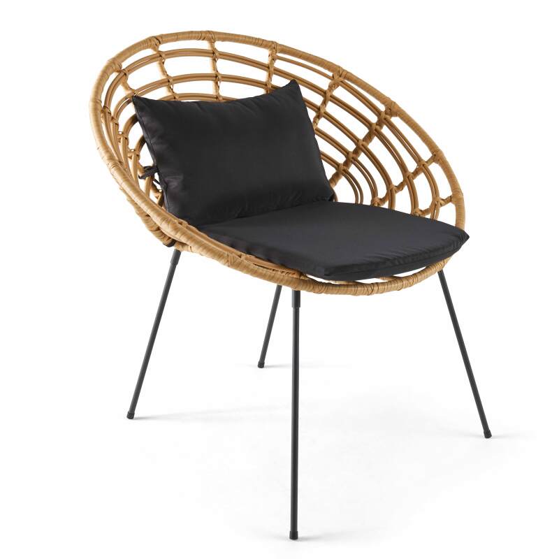 Salón de jardín de ratán de imitación con 1 sofá + 2 sillones y 1 mesa de centro