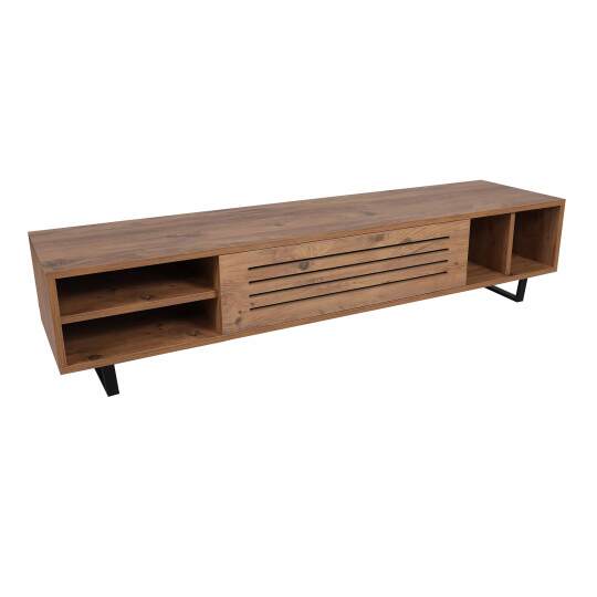 Mueble TV de melamina imitación madera 160 cm | Oviala