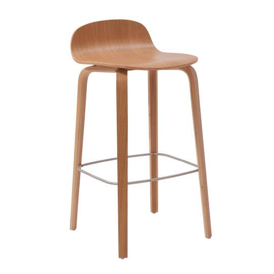 Silla alta de contrachapado de roble natural | Oviala