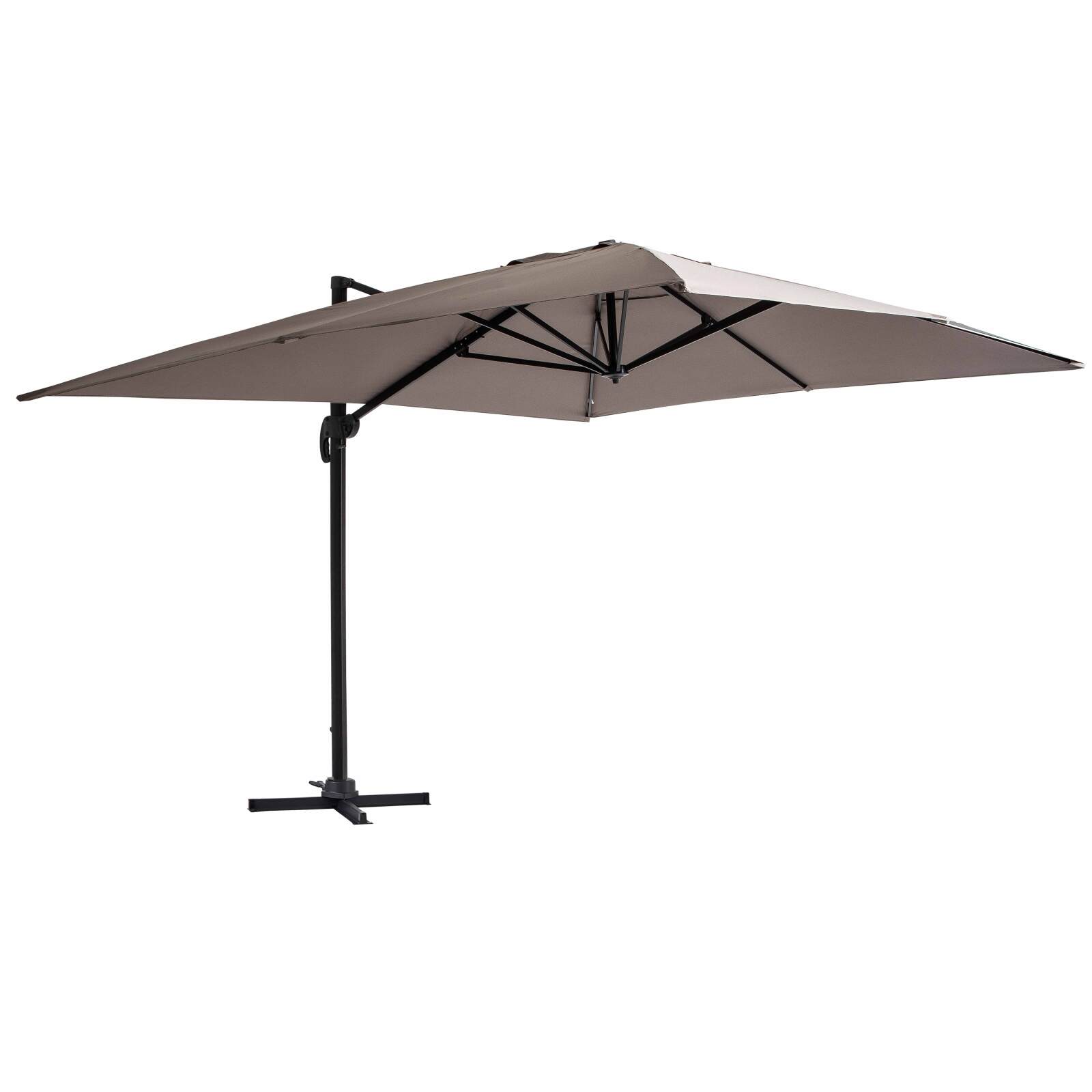 Sombrilla colgante reclinable rectangular 4 x 3 m, mástil rotativo 360°