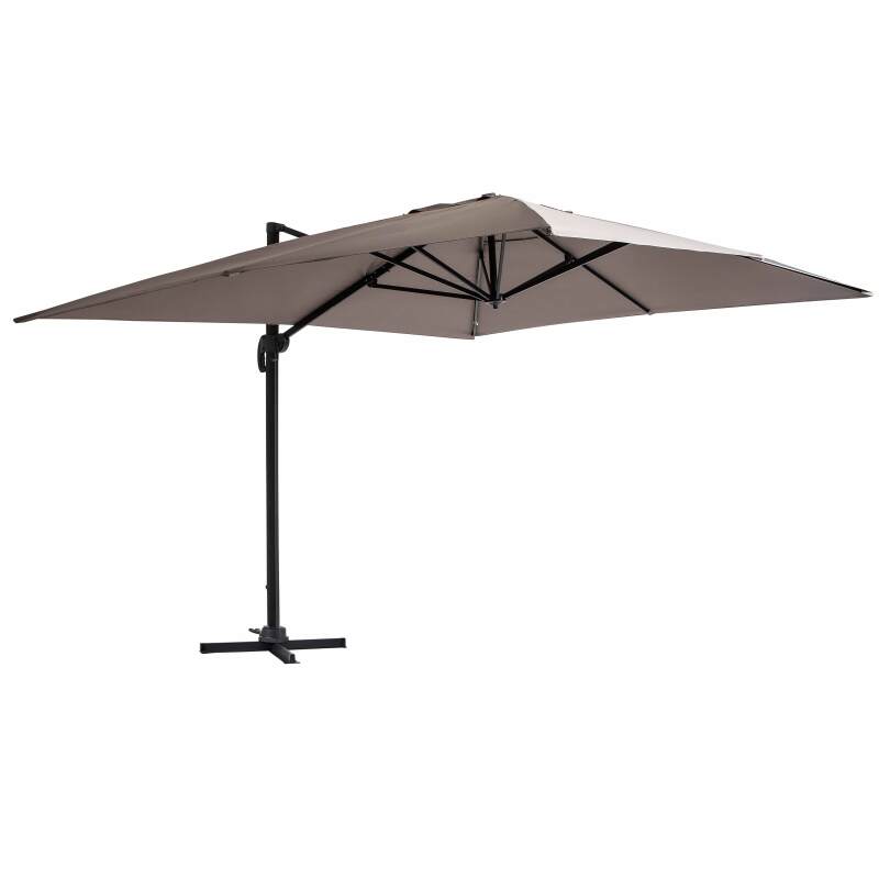 Sombrilla colgante reclinable rectangular 4 x 3 m, mástil rotativo 360°