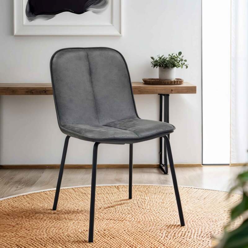 Lote de 2 sillas de metal y textil revestido