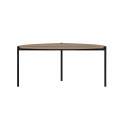 Mesa de centro triangular en acero y melamina imitación madera