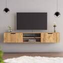 Mueble TV suspendido en melamina efecto madera