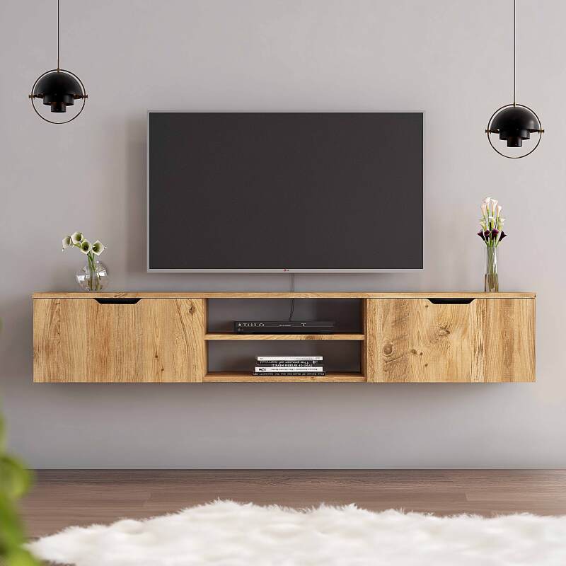 Mueble TV suspendido en melamina efecto madera (2/4)