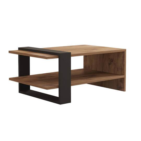 Mesa de centro efecto madera rectangular 80x50 cm | Oviala