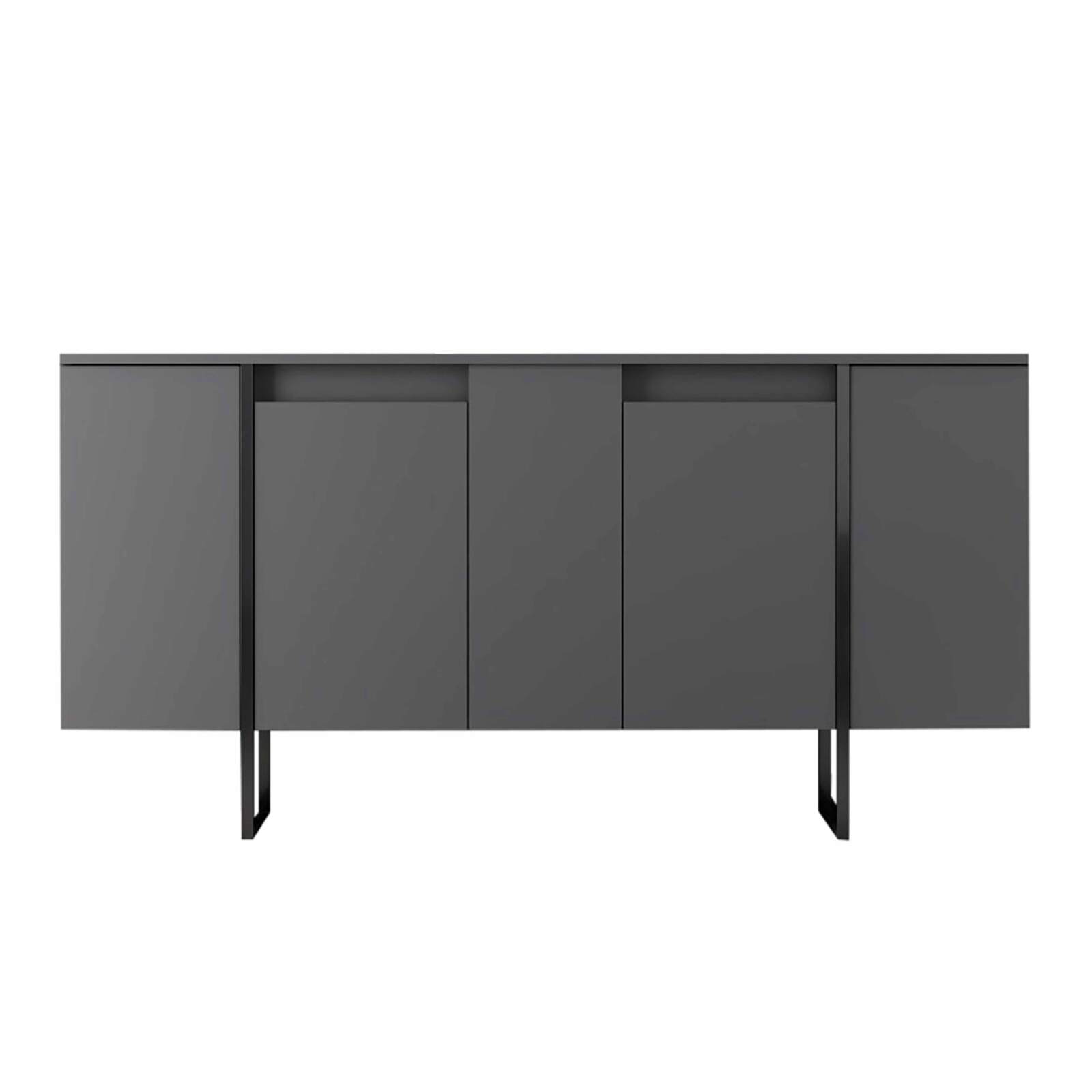 Aparador de 2 puertas en metal y melamina FSC® gris