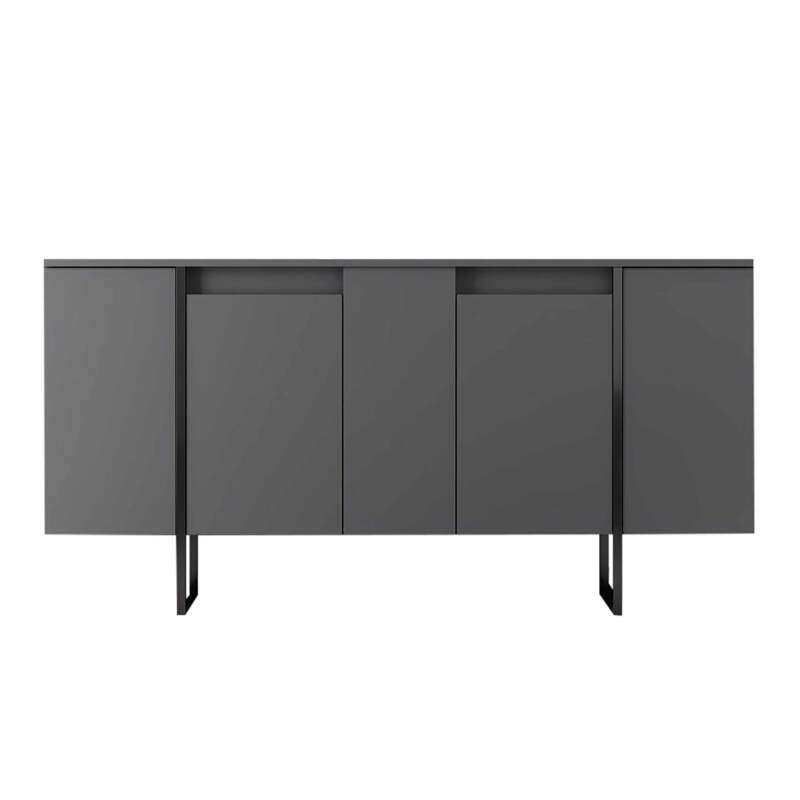 Aparador de 2 puertas en metal y melamina FSC® gris (2/6)