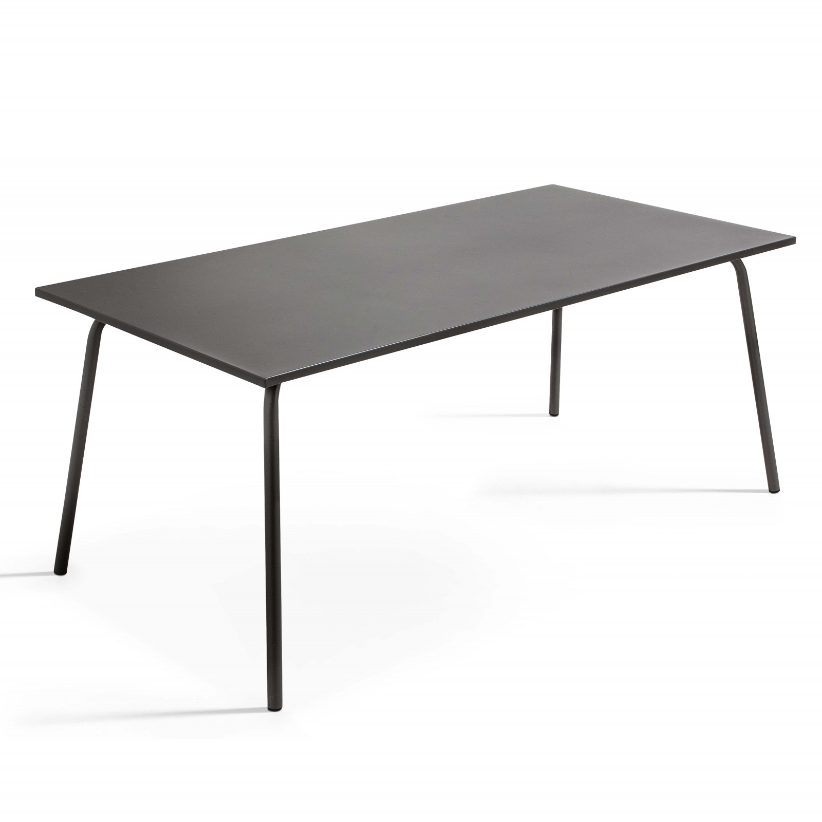 Mesa de jardín rectangular 180 x 90 cm y 8 sillas de metal apilables con reposabrazos Mesa de jardín rectangular 180 x 90 cm y 8 sillas de metal apilables con reposabrazos