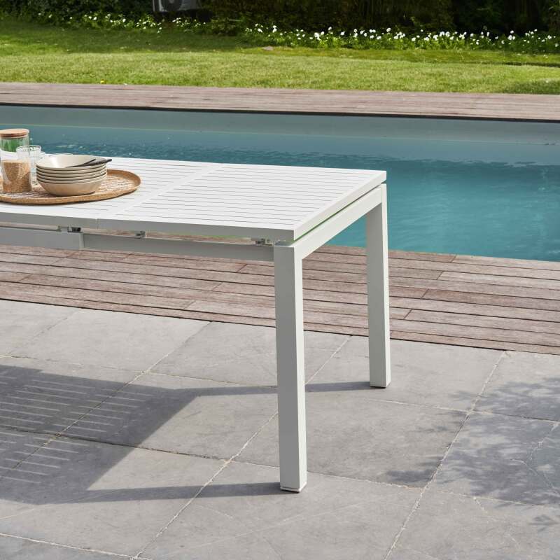 Mesa de jardín extensible rectangular (180/240 x 90 x 76 cm) en aluminio (4/7)