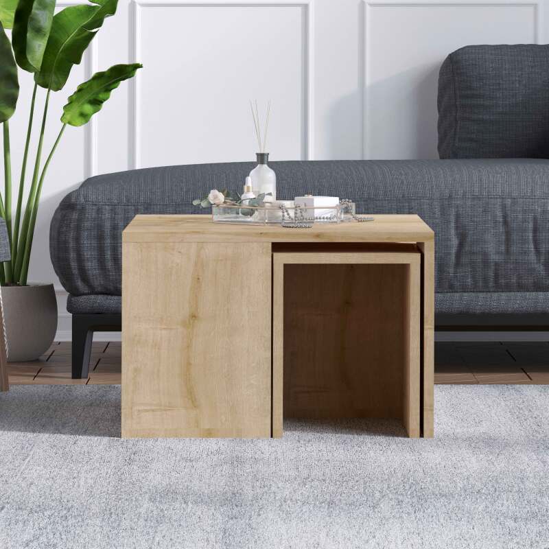 Mesa de centro nido en melamina efecto madera