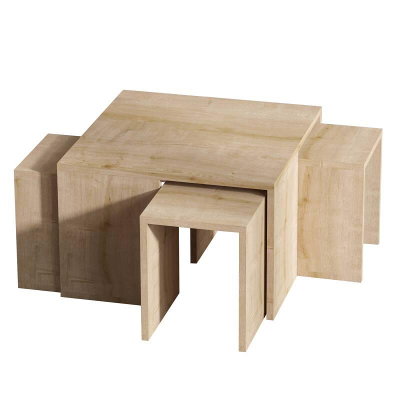 Mesa de centro nido en melamina efecto madera