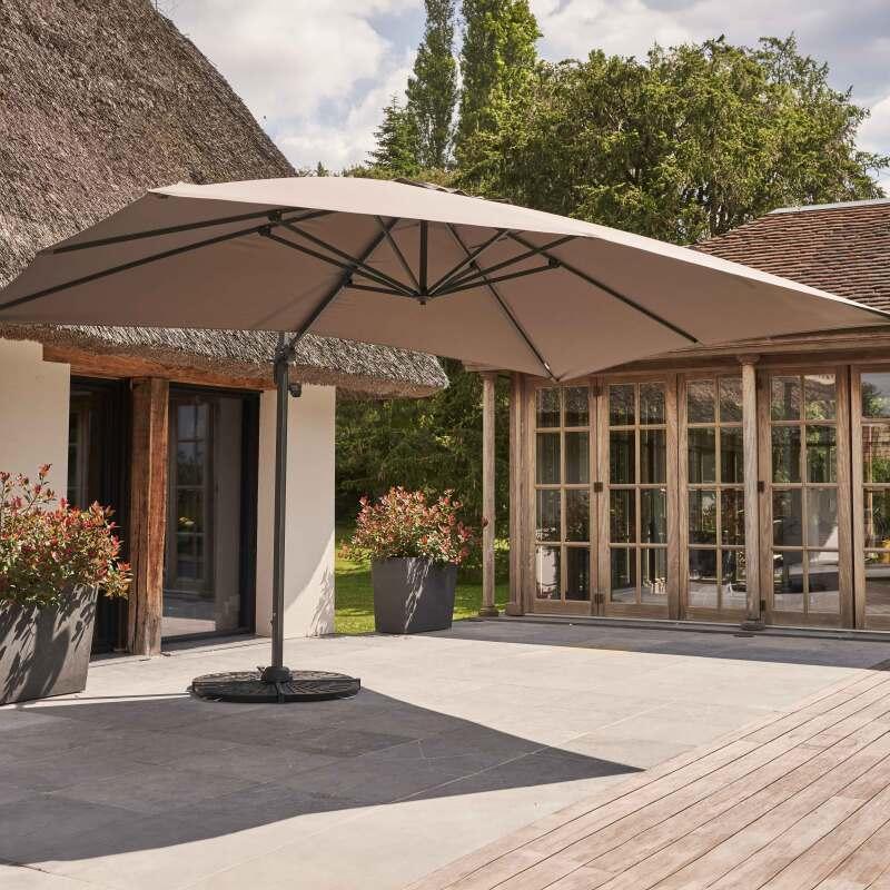Sombrilla colgante reclinable rectangular 4 x 3 m, mástil rotativo 360° (5/7)