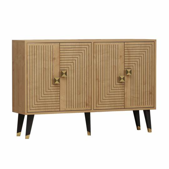 Aparador efecto madera 4 puertas 120 cm | Oviala