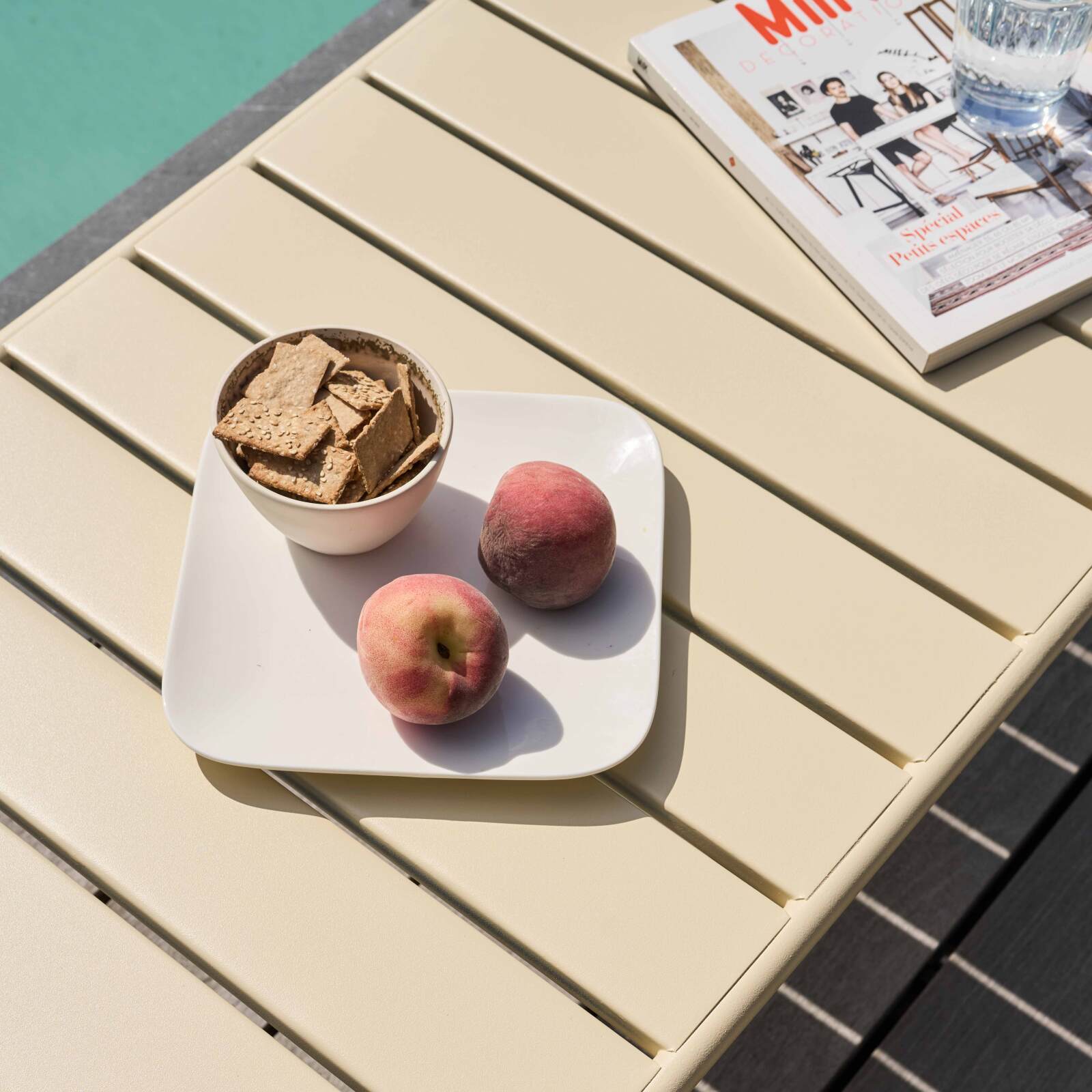 Mesa de centro de jardín rectangular 90 x 50 cm