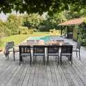 Mesa de jardín rectangular extensible con 8 sillas y 2 sillas con reposabrazos