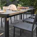 Mesa de jardín rectangular extensible con 8 sillas y 2 sillas con reposabrazos