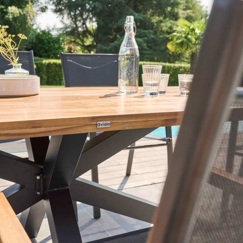 Mesa de jardín rectangular de madera de acacia