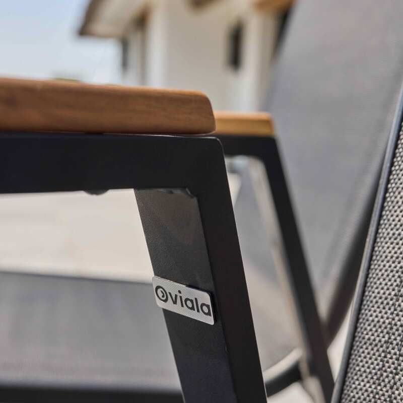 Lote de 2 sillas de jardín de aluminio y acacia con reposabrazos