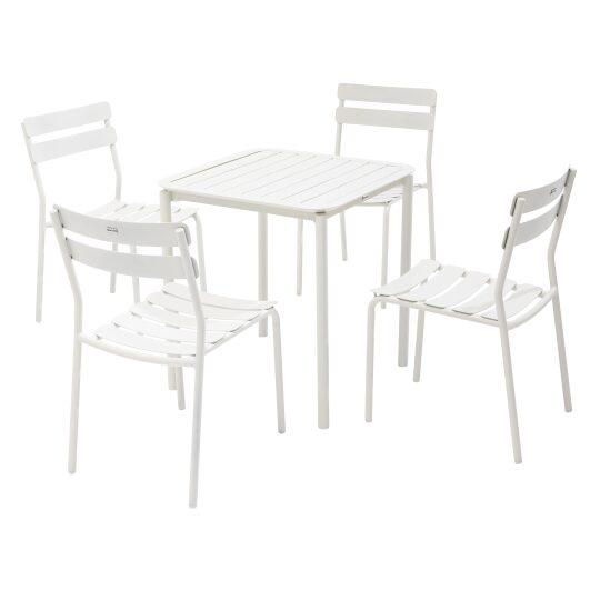 Mesa de jardín cuadrada de aluminio 70x70 cm y 4 sillas | Oviala