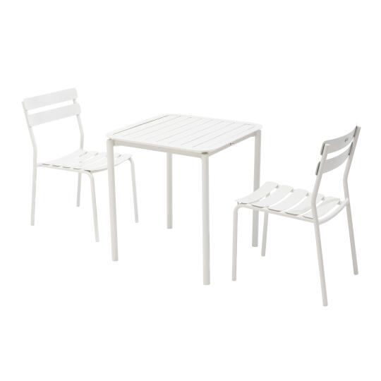 Mesa de jardín cuadrada de aluminio 70x70 cm y 2 sillas | Oviala