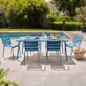 Mesa de jardín de metal de 180x90 cm y 6 sillas con reposabrazos - Lifestyle