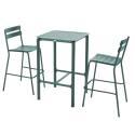 Mesa cuadrada de terraza y 2 sillas de aluminio