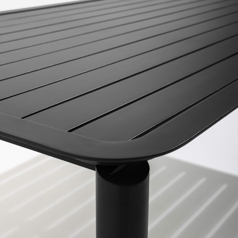 Mesa de terraza rectangular 185 x 92 cm y 8 sillas de aluminio