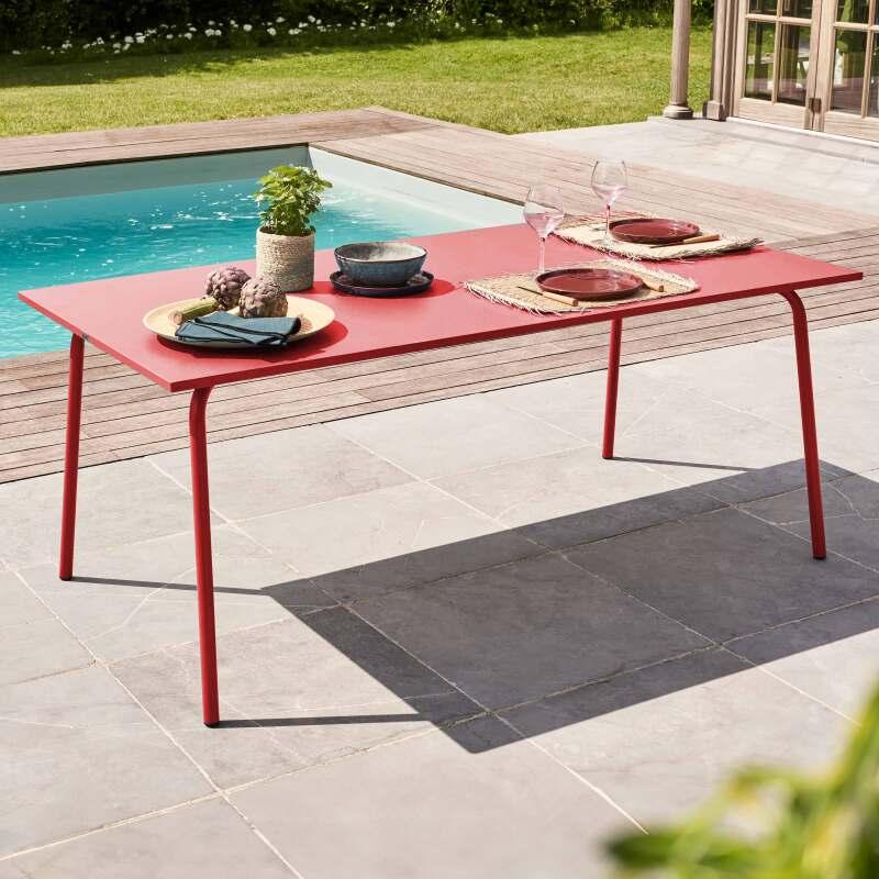 Mesa de jardín de metal 8 personas 180x90 cm - Lifestyle