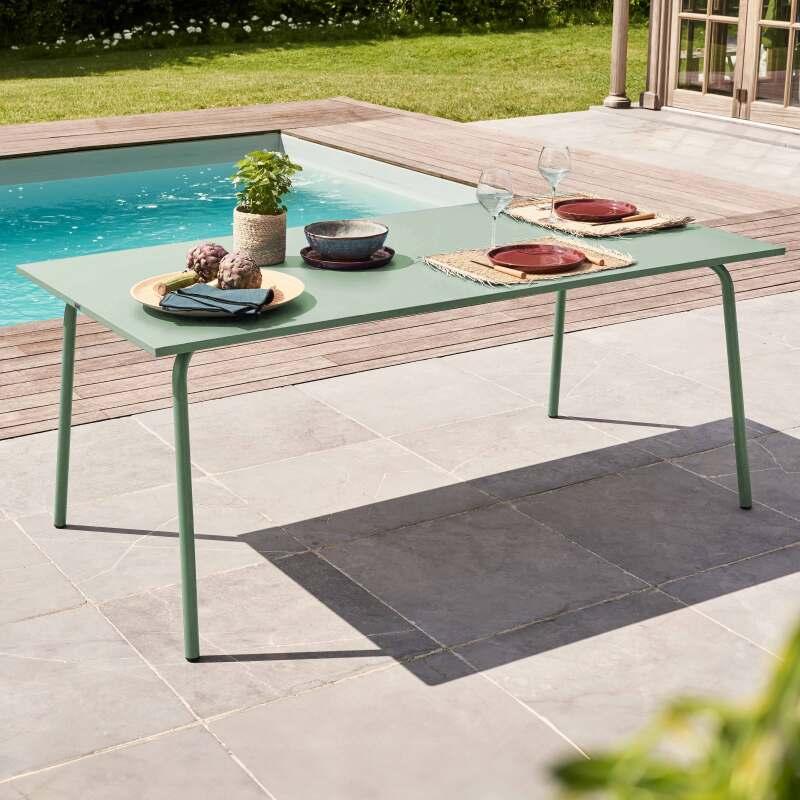 Mesa de jardín de metal 8 personas 180x90 cm - Lifestyle