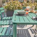 Mesa de terraza rectangular 185 x 92 cm y 8 sillas de aluminio