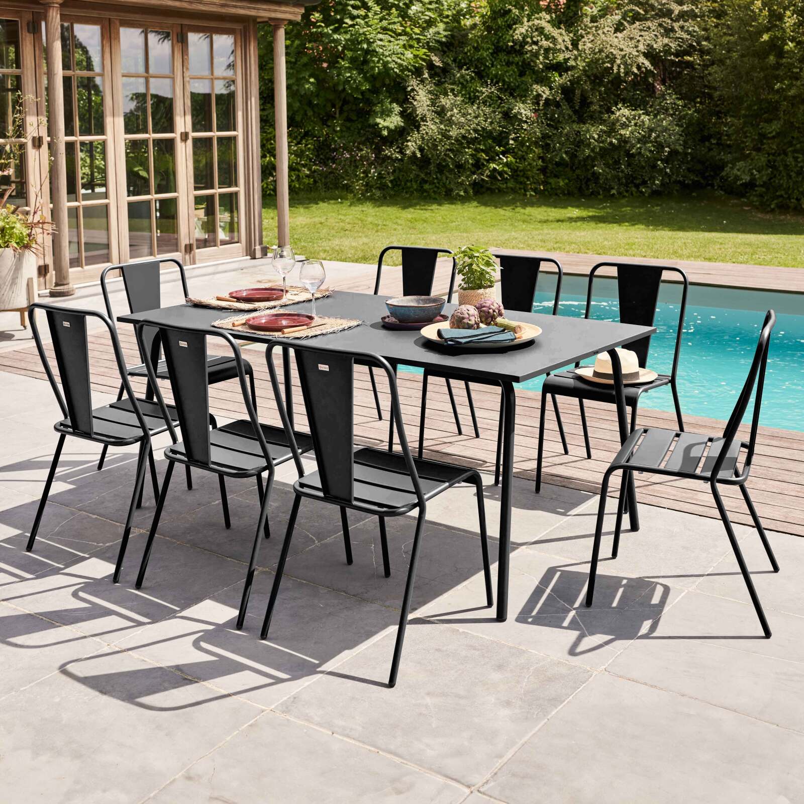 Mesa de jardín rectangular 180 x 90 x 72 cm