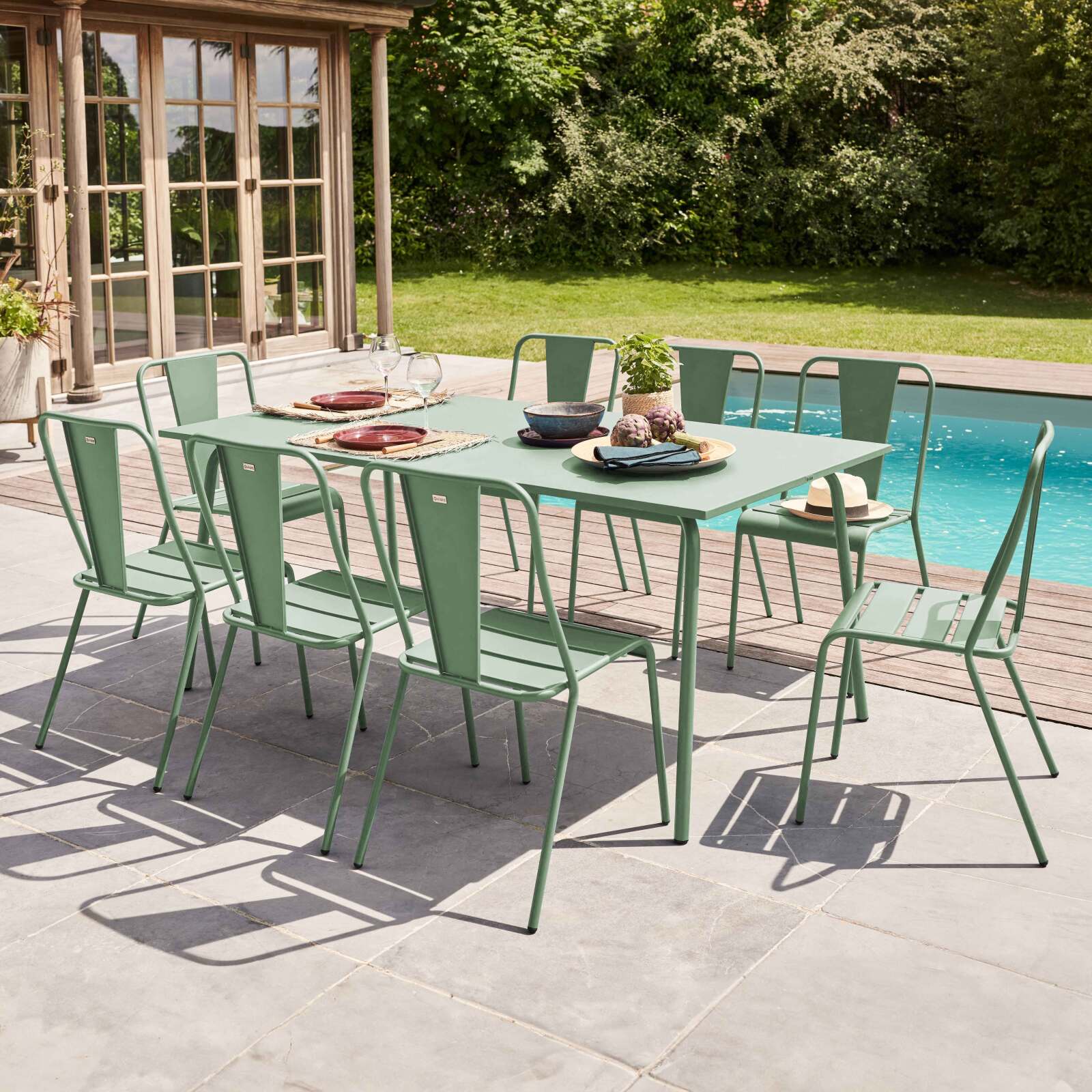 Mesa de jardín rectangular 180 x 90 x 72 cm