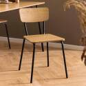 Mesa de comedor y 4 sillas de MDF FSC® efecto roble