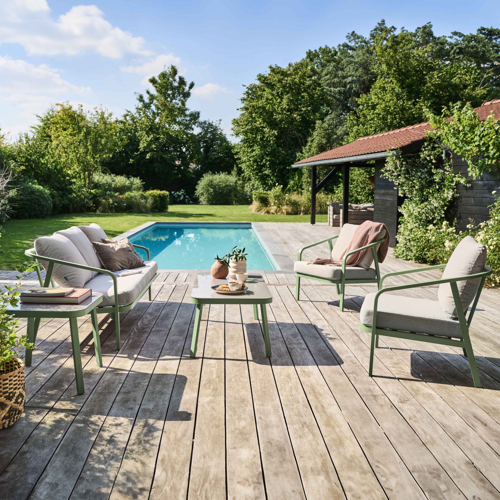 Conjunto de muebles de jardín de aluminio de 5 plazas
