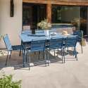 Ensemble table rectangulaire 180 cm et 8 chaises en métal