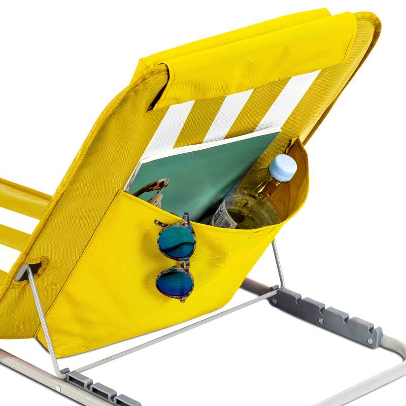Lote de 2 colchones de playa plegables, reclinables 5 posiciones Azul vaquero y gris claro