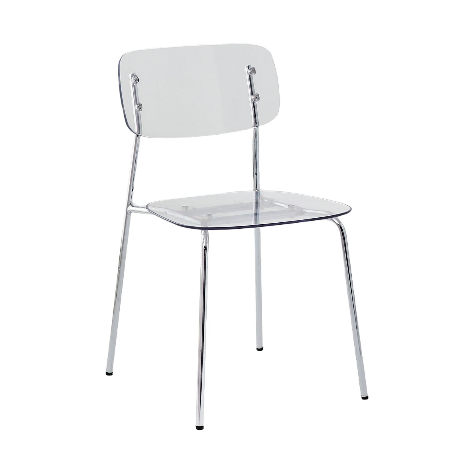 Lote de 2 sillas transparentes de acero y PET Lote de 2 sillas transparentes de acero y PET