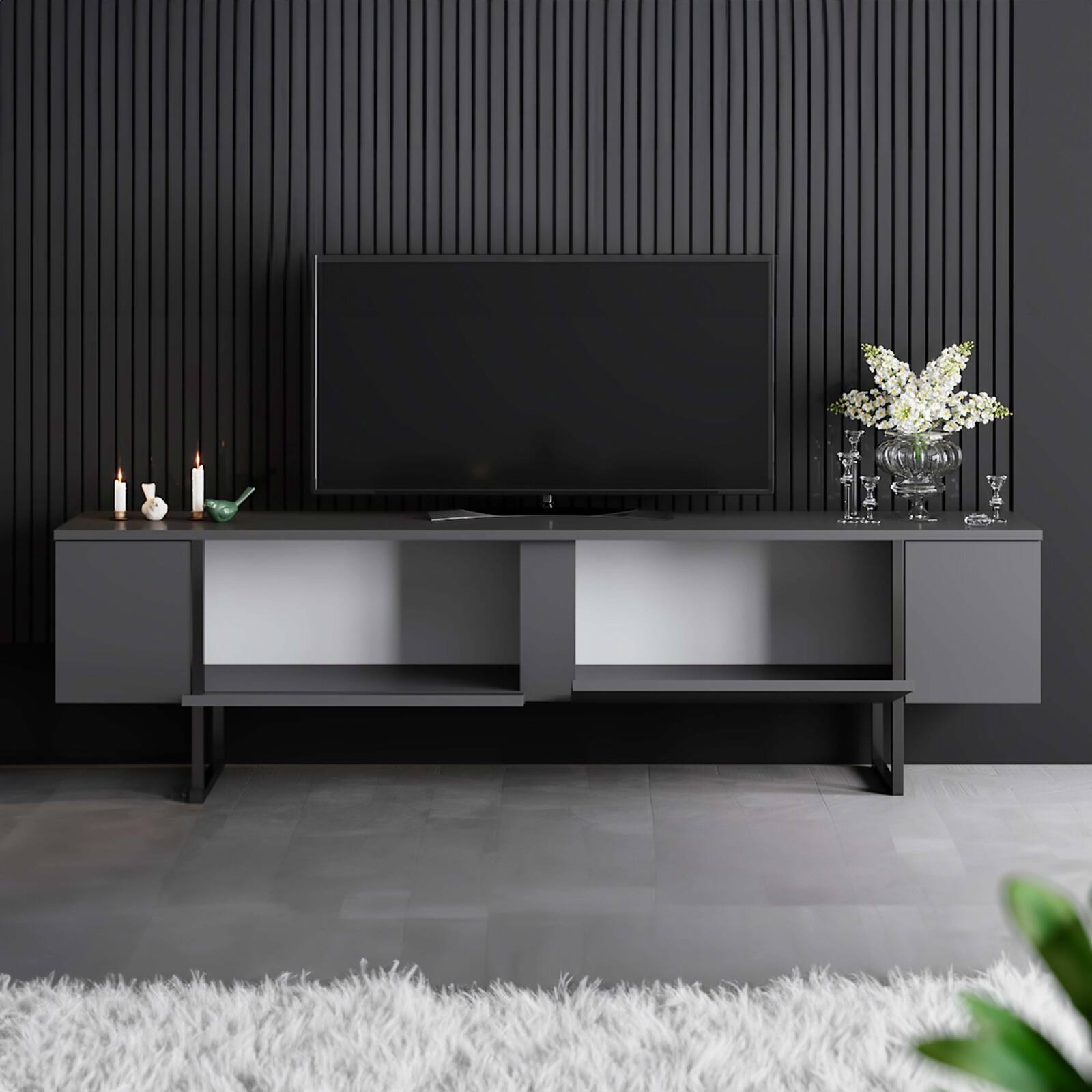 Mueble TV de melamina y acero 180 cm