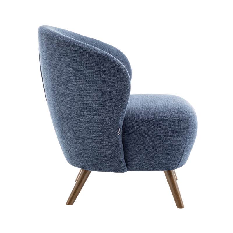 Sillón reclinable de madera de Hevea y tela (2/5)