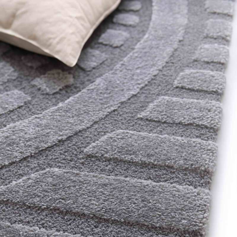 Alfombra shaggy rectangular de poliéster y polipropileno