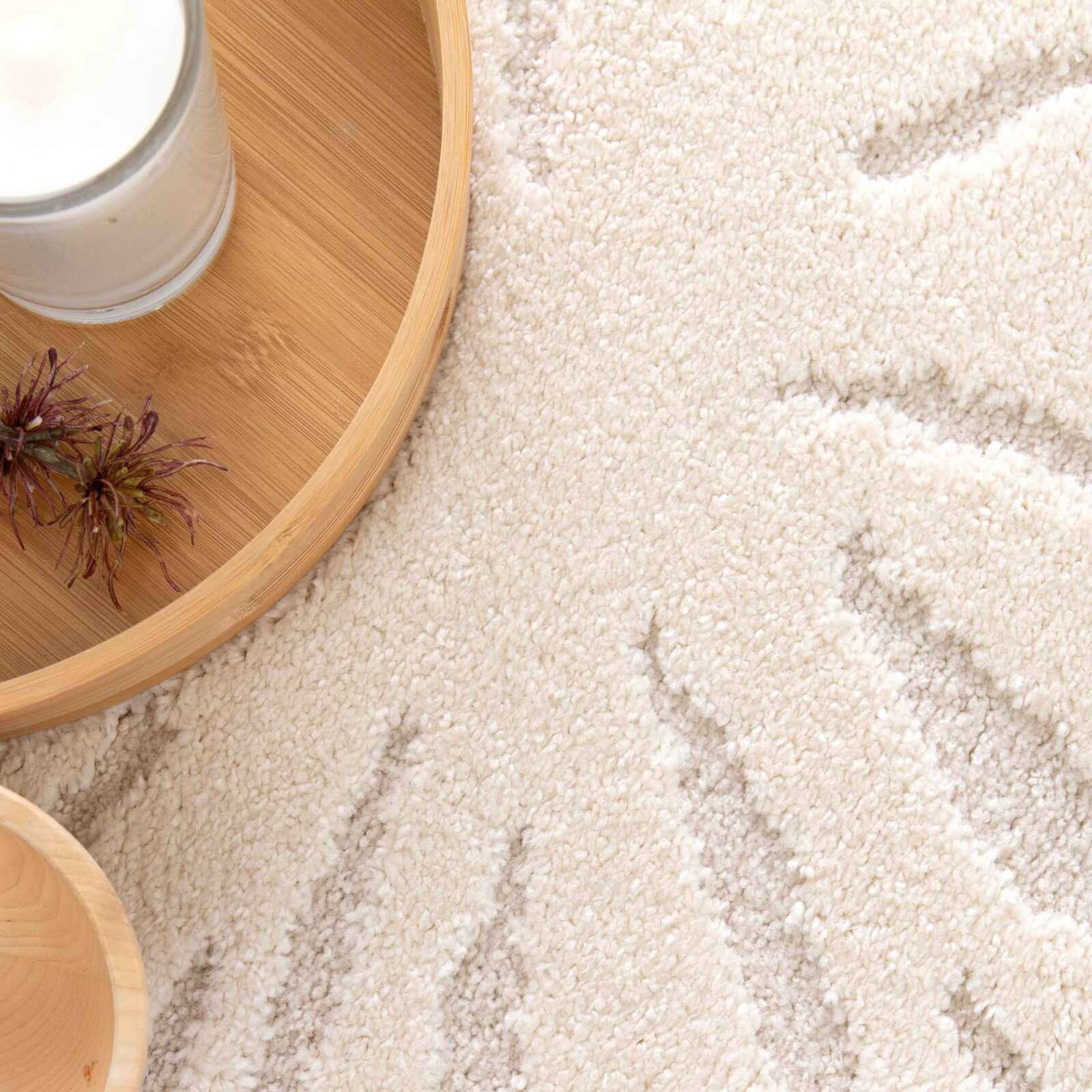 Alfombra shaggy redonda de poliéster y polipropileno