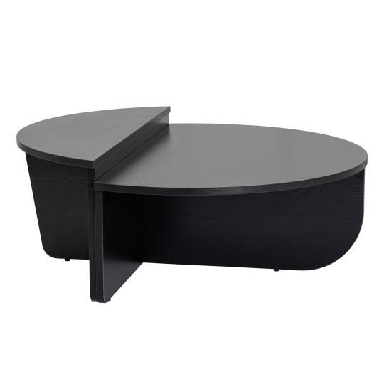 Mesa de centro ovalada en melamina efecto madera